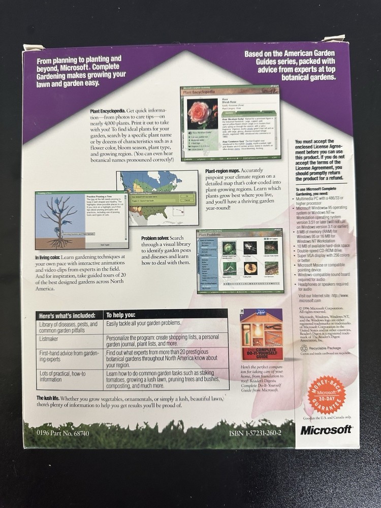 Microsoft Complete Gardening Windows 95 CD-ROM 1996 Vintage PC Software