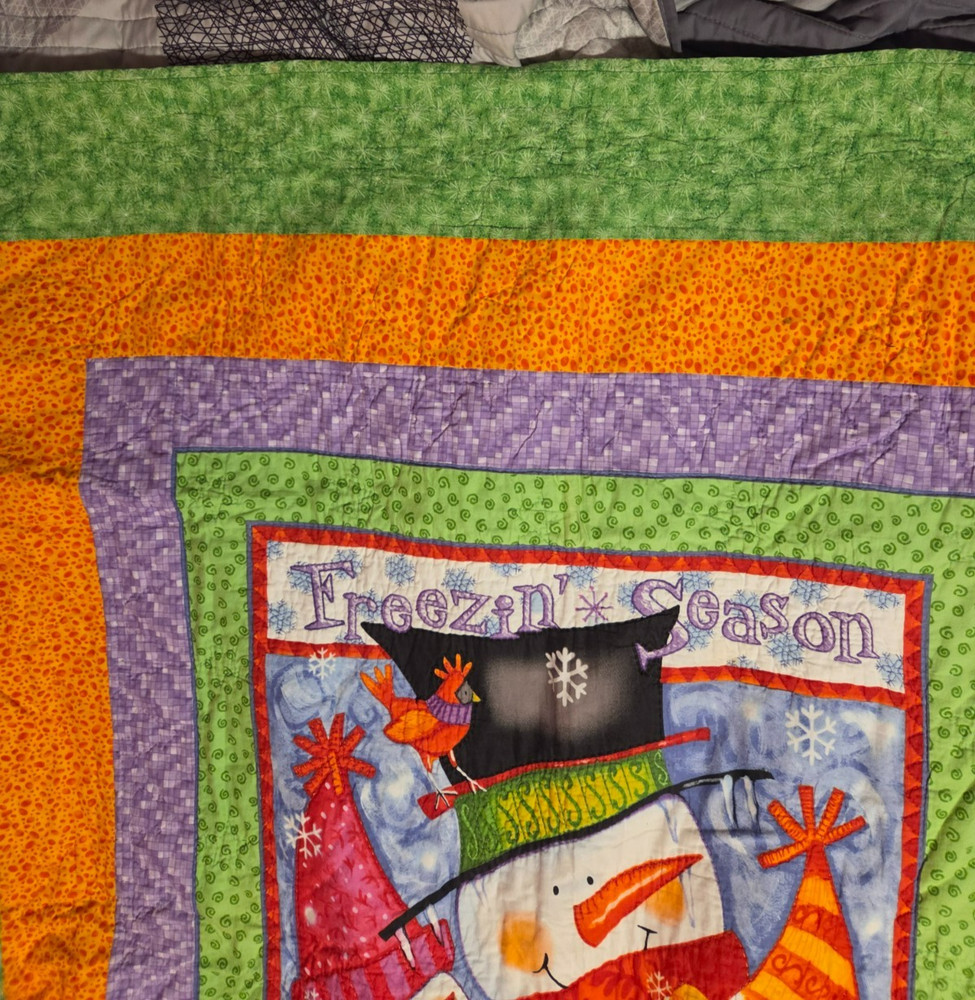 Handmade Snowman Quilt 48x55