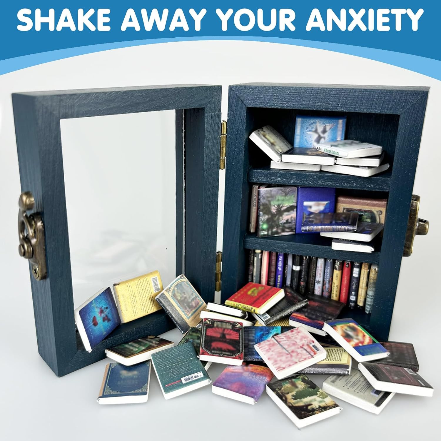 Anxiety Bookshelf Mini Bookshelf Ornament Miniature Bookshelf Decor Shake Booksh