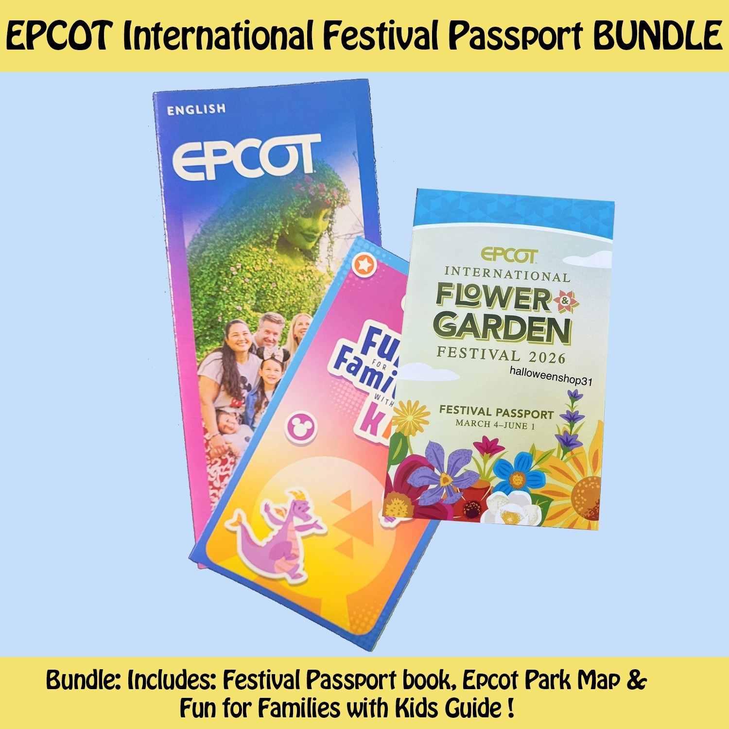 Disney Epcot Flower & Garden Festival 2026 Passport, families guide park Map NEW