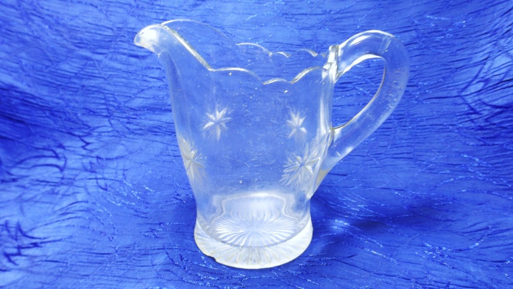 Small Clear Glass Pitcher Star Burst Pattern