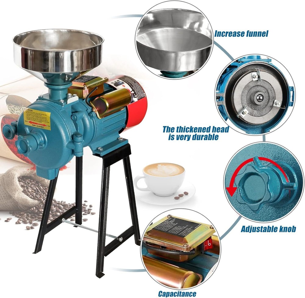 NAIZEA New Electric Grain Mill Grinder Corn Grinder Commercial Corn Mill Machine
