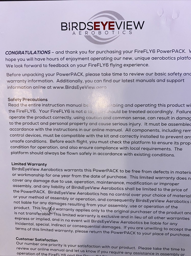 Birdseyeview FireFLY6 PowerPACK Kit