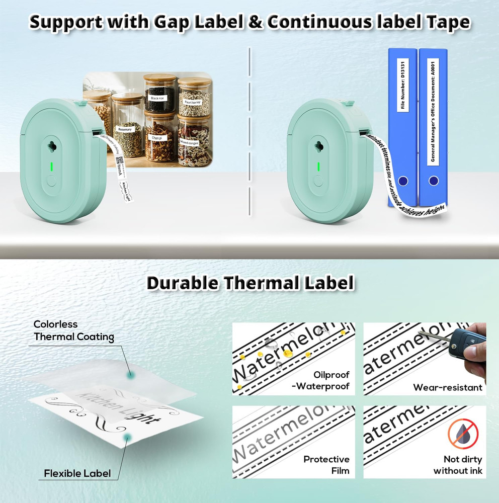 Label Maker Machine with Tape, Portable Bluetooth Label Makers, Inkless Mini Pri