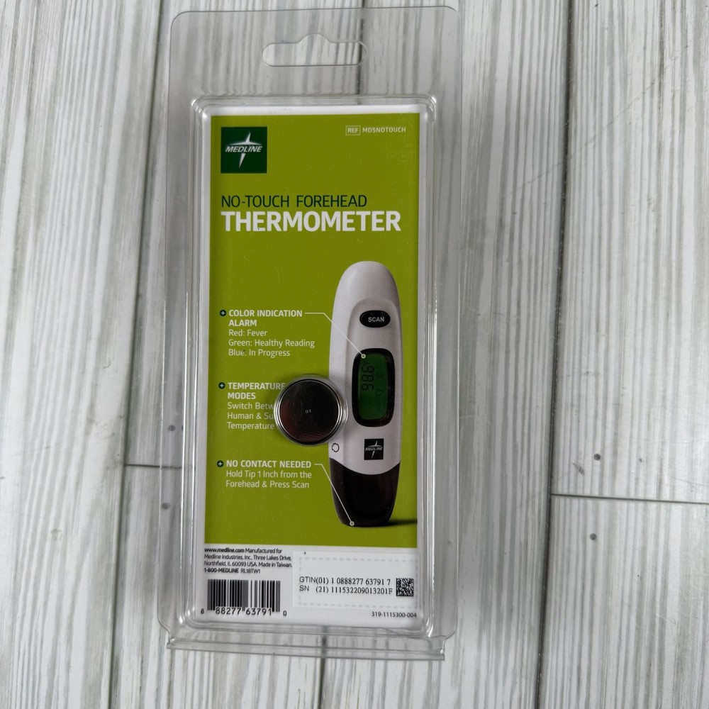 Medline No Touch Forehead Digital Thermometer MDSNOTOUCH With Battery New