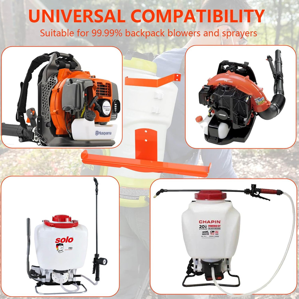 Heavy-Duty Backpack Blower Rack with Hose Holder and Dual-Sided Hooks