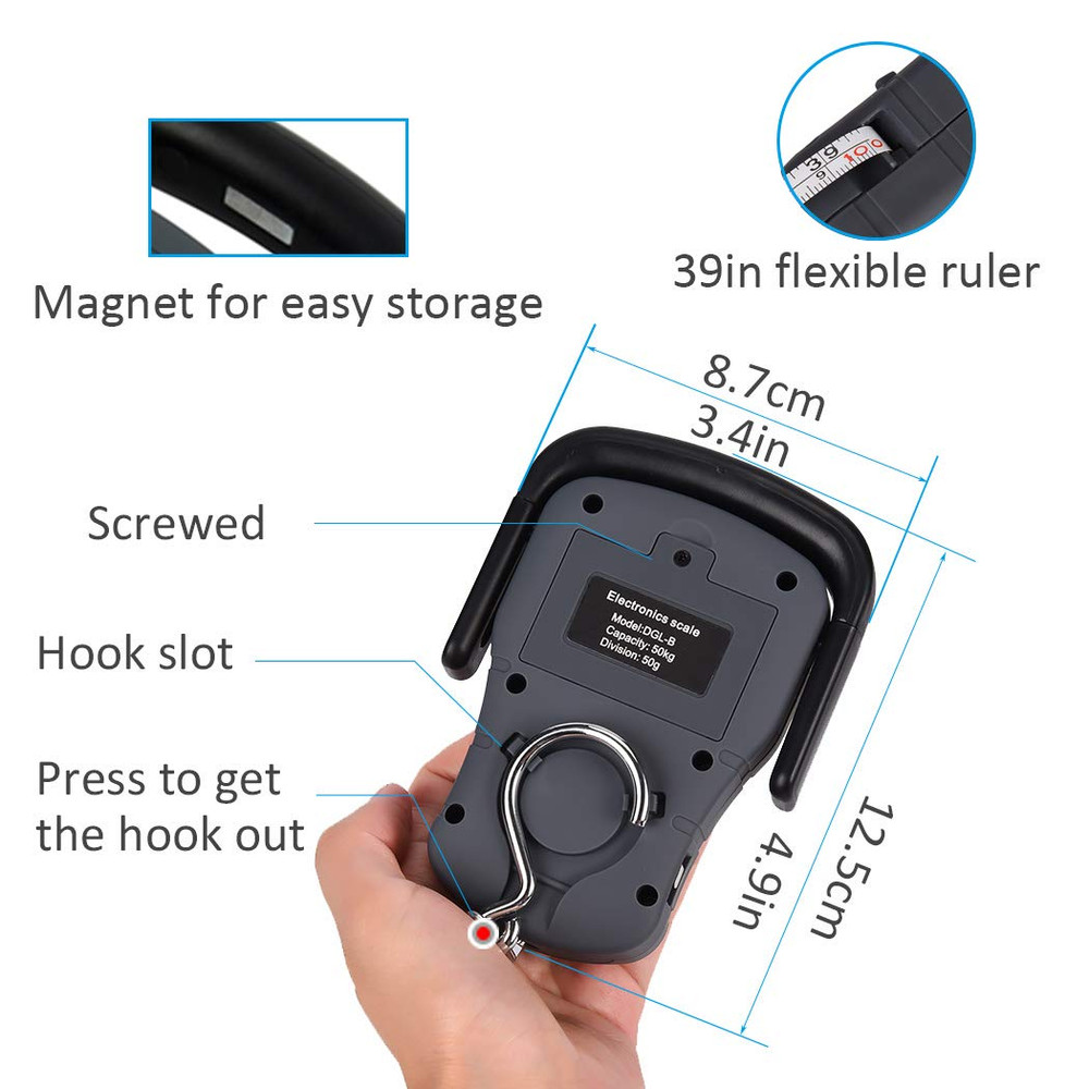 Fishfun Digital Fish Scale, Electronic Hanging Fish Weight Scale with Large Hand
