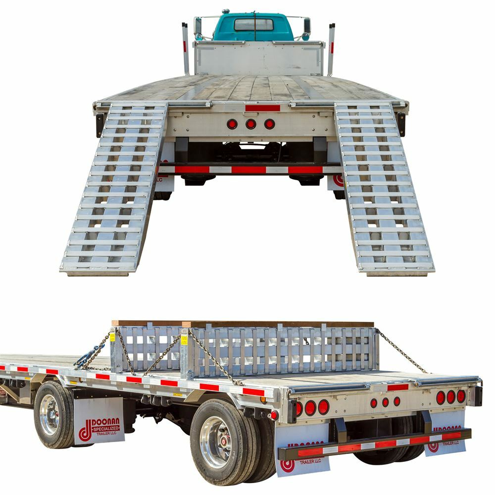 Step Deck Trailer Ramp System 2 Bunk Load Levelers with 96" Ramp Kit 20" Wide
