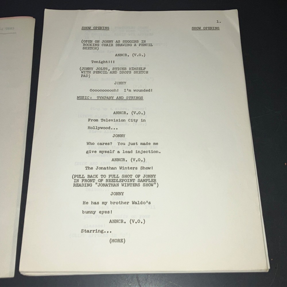 JONATHAN WINTERS SHOW (2-19-69) Classic Variety Production Script + COA!