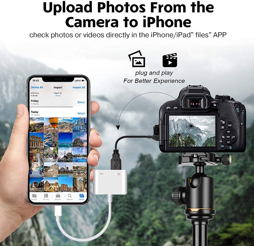 For iPhone 13 & 12 OTG Data Sync Cable Supports USB Flash Drive, Mouse, Keyboard