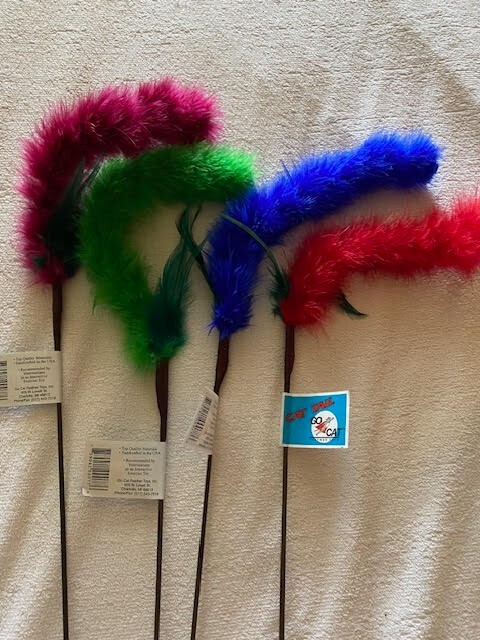 GO CAT TAIL STICK TOY FLUFFY BOA INTERACTIVE TEASER ASSORTED COLORS