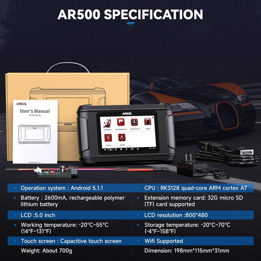 Automotive OBD2 Airbag Module Reset Tool SRS Crash Data Read and Clear Scanner