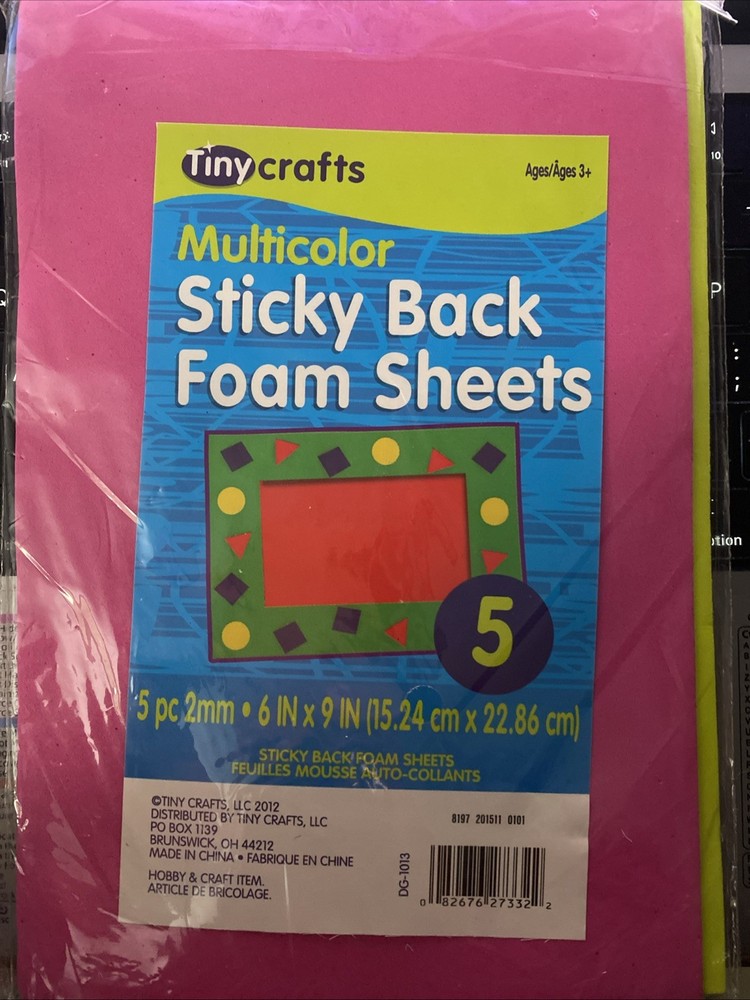 Tiny Crafts Multicolor Sticky Back Foam Sheets 5 Count