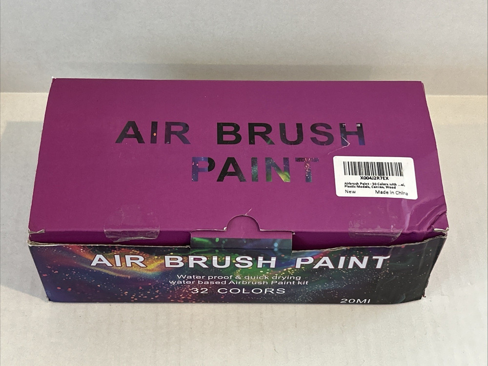 AIR BRUSH PAINT SET 30 COLORS & 2 THINNERS WATERPROOF QUICK DRYING MULTI SURFACE