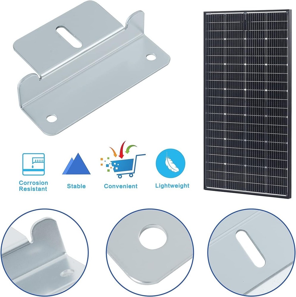 Z Brackets Solar Panel Mount - 4 Sets for RVs, Boats & Trailers Installation