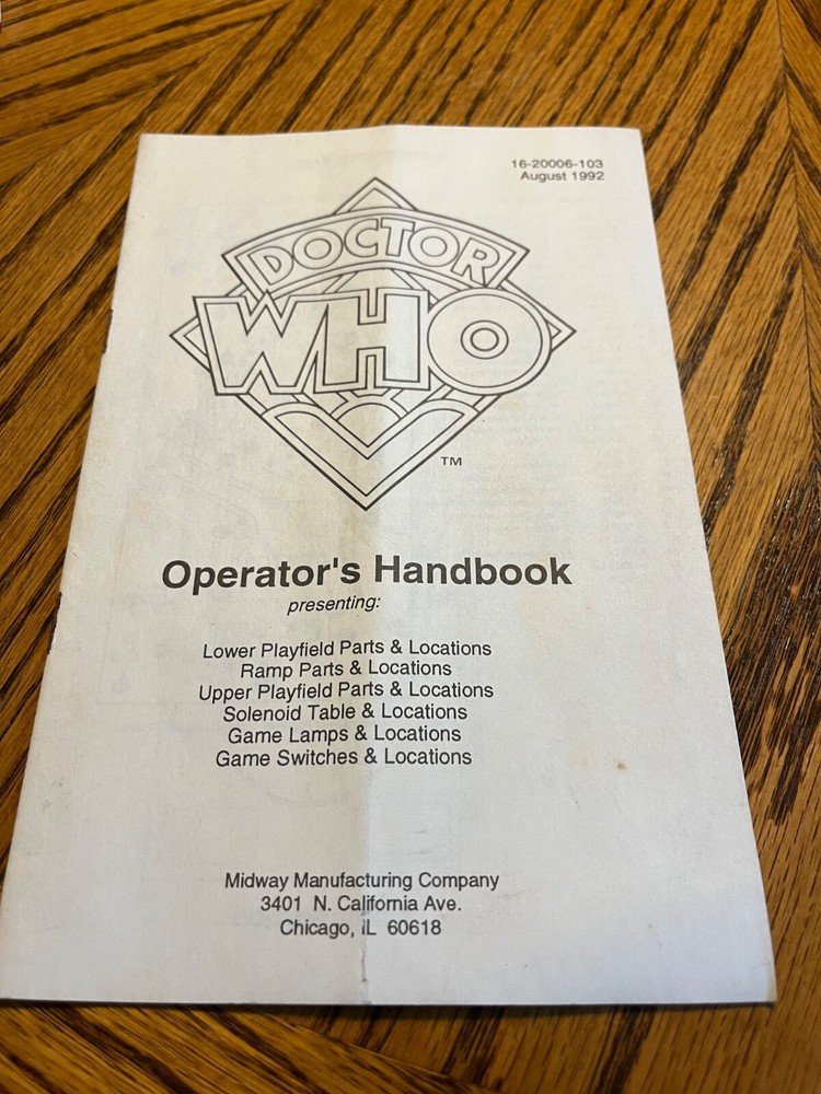 Doctor Who Pinball Operator Handbook