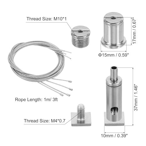 Ceiling Hanging Wire Cable Kit, 4 Set Lights Panel Steel Hanging Chains