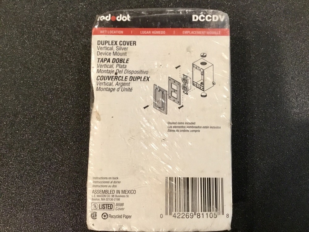 red dot DCCDV Duplex Receptical Cover, Device Mount, Vertical