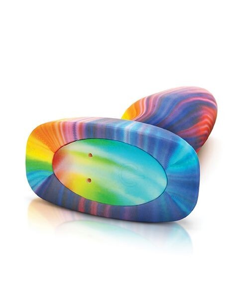 B VIBE PEACE & LOVE TIE-DYE RIMMING VIBRATING REMOTE CONTROL ANAL BUTT PLUG