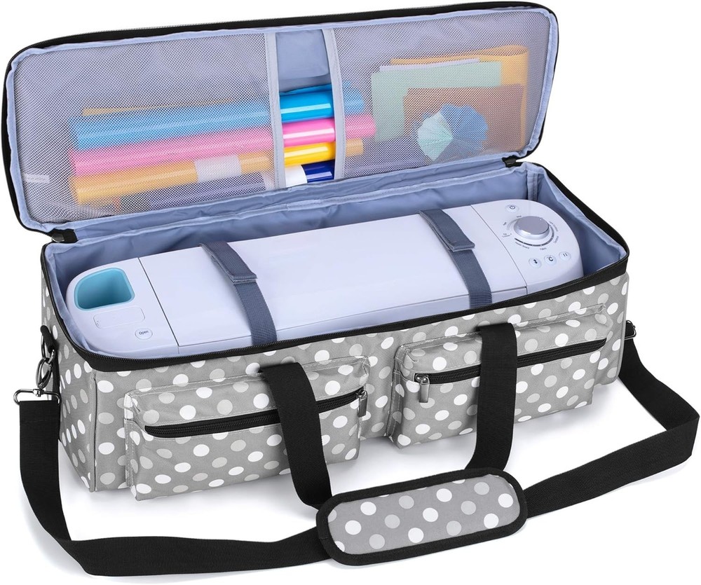 Durable Gray Dots Carrying Bag for Cricut Explore Air & Maker - 5 Compartments