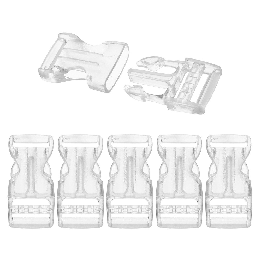 6 Pack Quick Side Release Buckle, 1" Plastic Buckle Clip, Clear