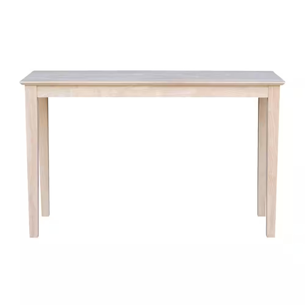 Shaker 48 In. Unfinished Standard Rectangle Wood Console Table