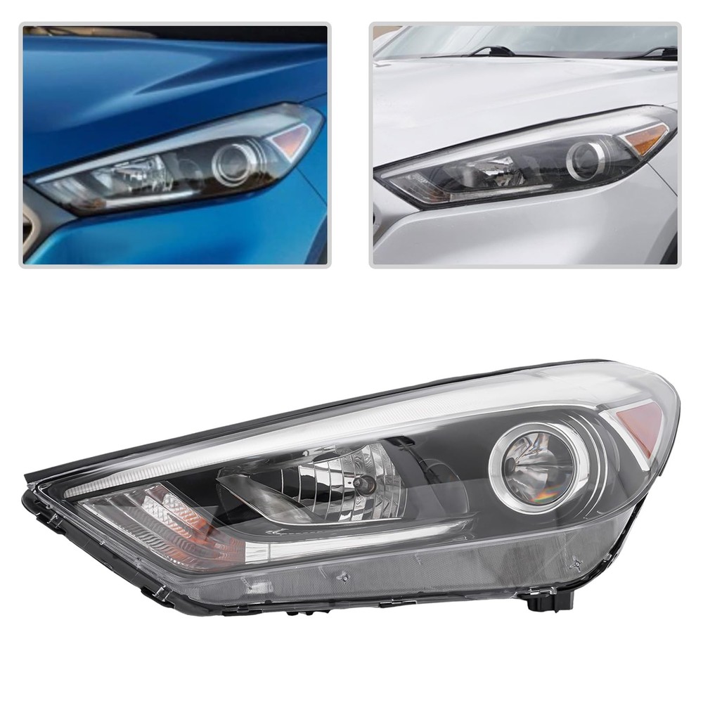 Halogen Headlight Left for 2016-2018 Tucson Front Projector Easy Install Set