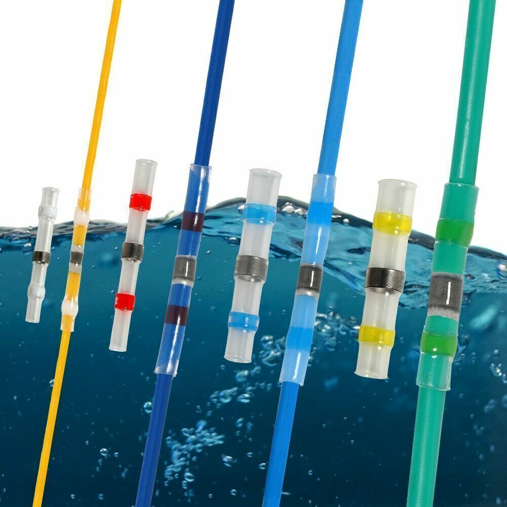 50/1000 Solder Seal Sleeve Heat Shrink Butt Wire Connectors Terminals Waterproof