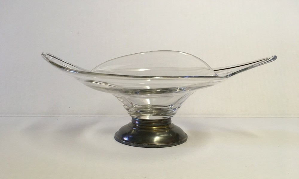 Crown Sterling Silver & Glass Divided Dish