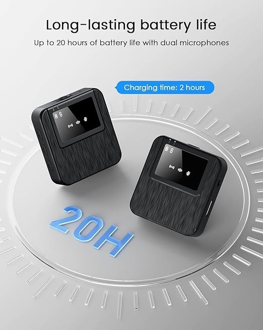 BAILIXIN 3-in-1 Compact Mini Microphone for iPhone, Android, with 20HR Battery