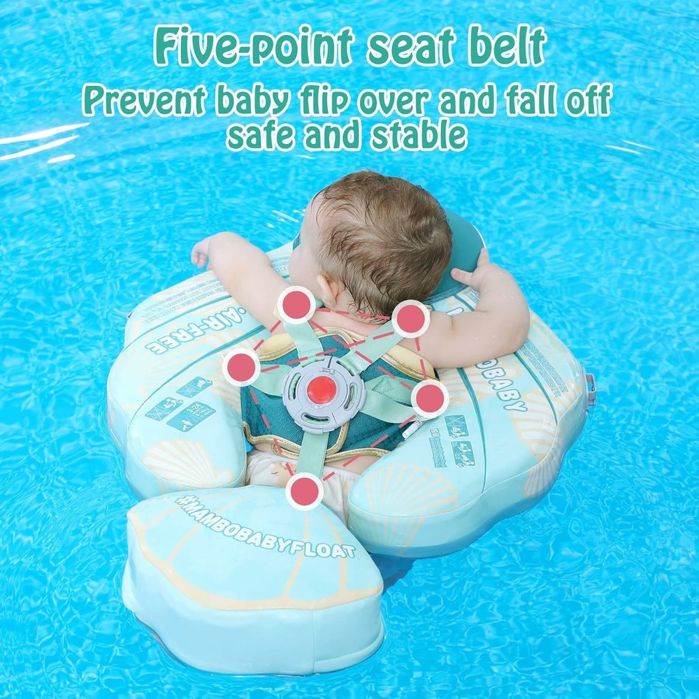 Mambobaby Float Add Tail Baby Swim Float with Canopy Solid Pool Infant Swim T...