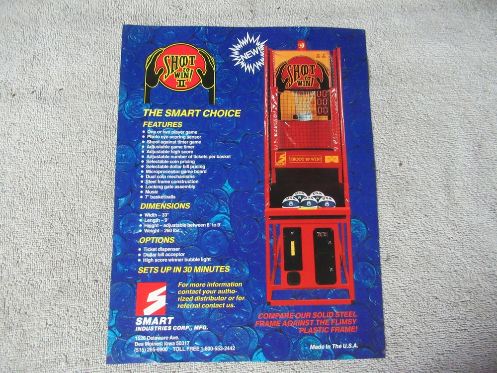 shoot to win 2 smart     ARCADE GAME  FLYER