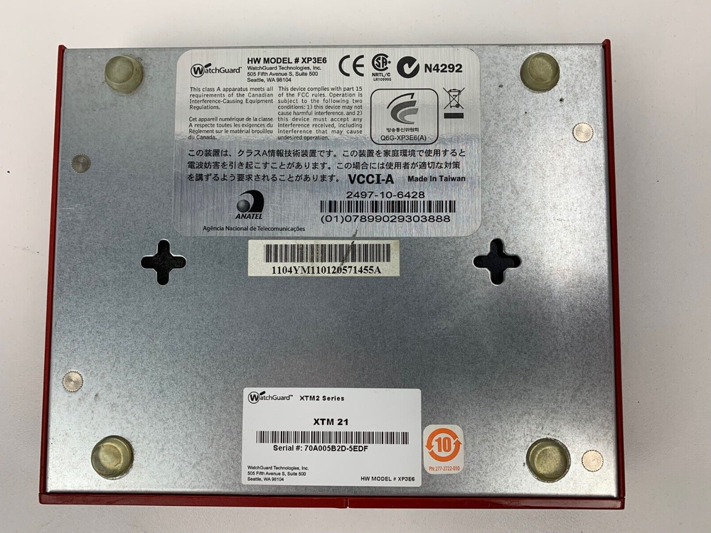 WatchGuard Firebox XTM 21 XP3E6 Firewall w/ AC Adapter