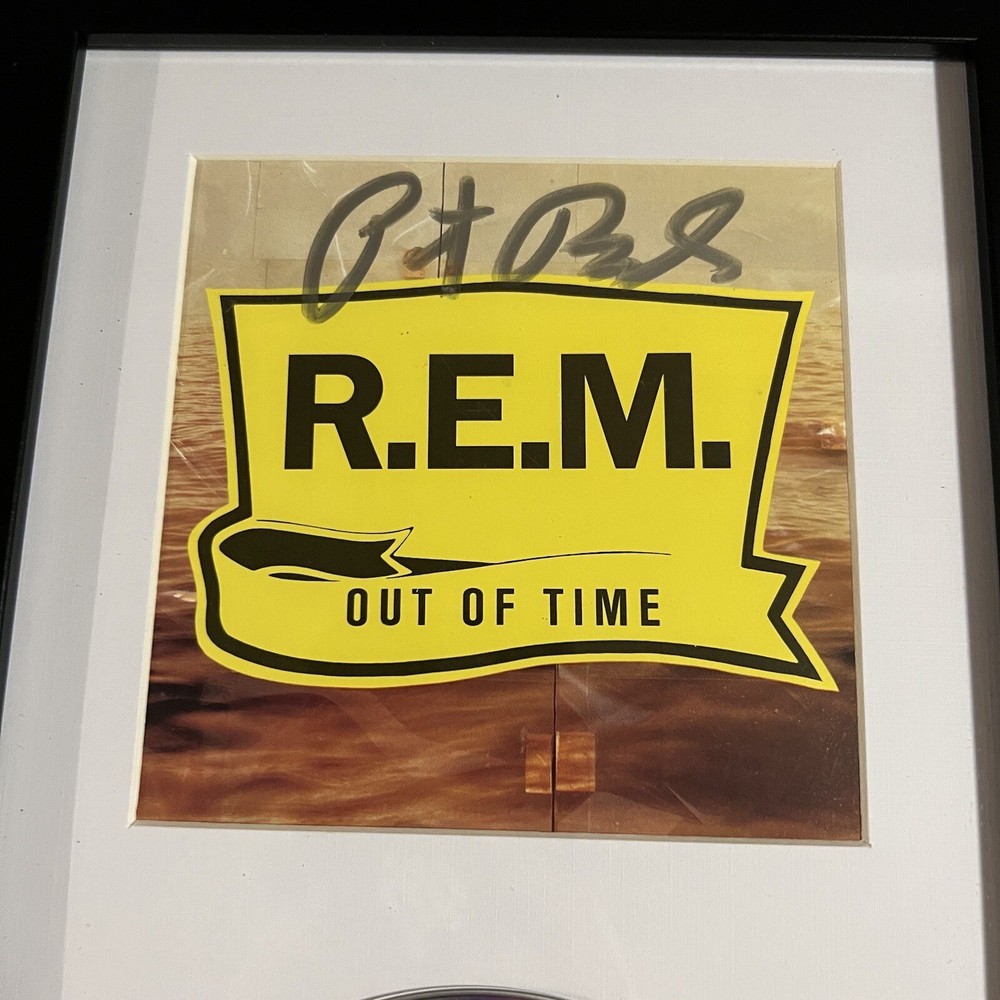 PETER BUCK R.E.M. SIGNED FRAMED “OUT OF TIME” CD JSA COA
