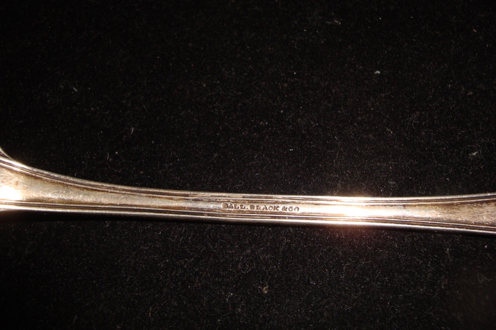 Antique Ball Black & Co coin silver meat fork Mono "B"on handle 10" 118g etched