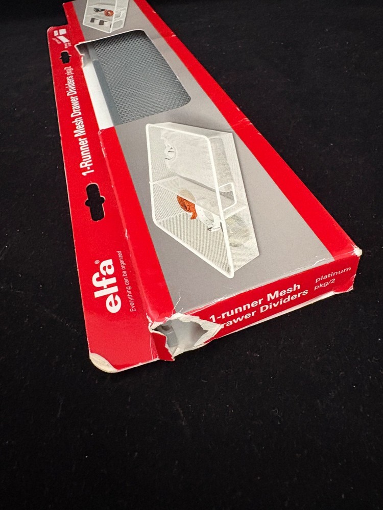 Elfa 17"-3 1/8" 2-Runner Mesh Drawer Divider Platinum Pkg/2
