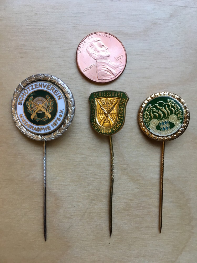 GERMANY THREE DIFFERENT SHOOTING STICKPINS.