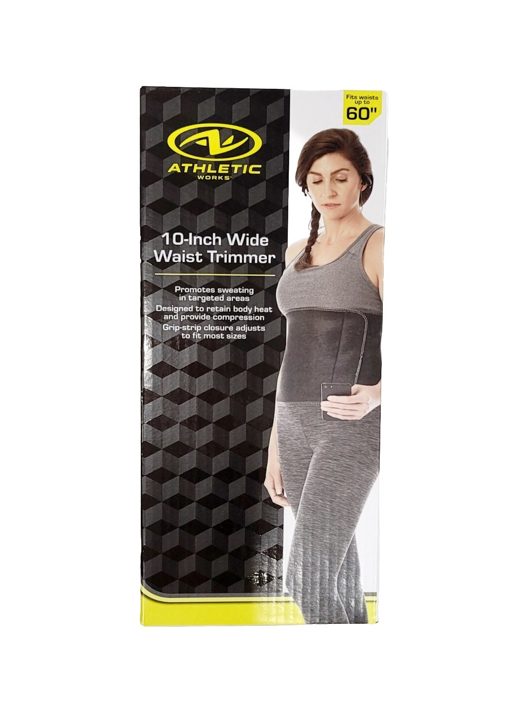 Athletic Works 10" Waist Trimmer Adjustable Grip Strip + Stretch, Fits up to 60"