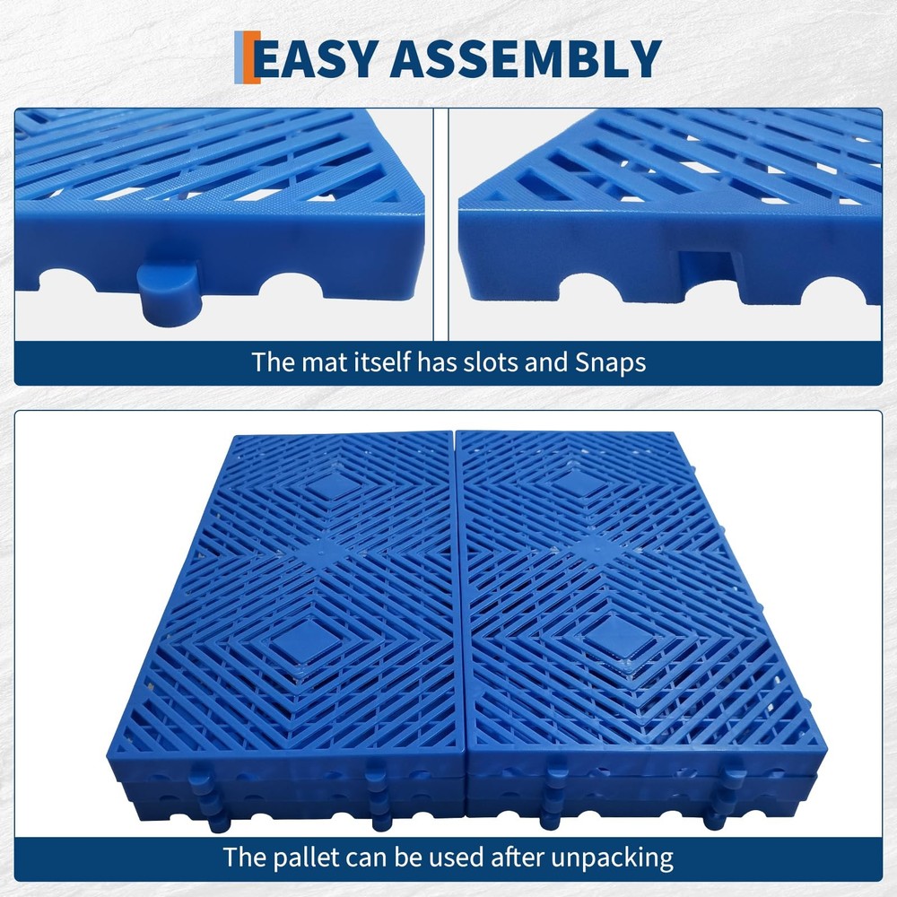 6 Pack Interlocking Plastic Pallets 11.8"x23.6", Waterproof Drainage Floor Tiles