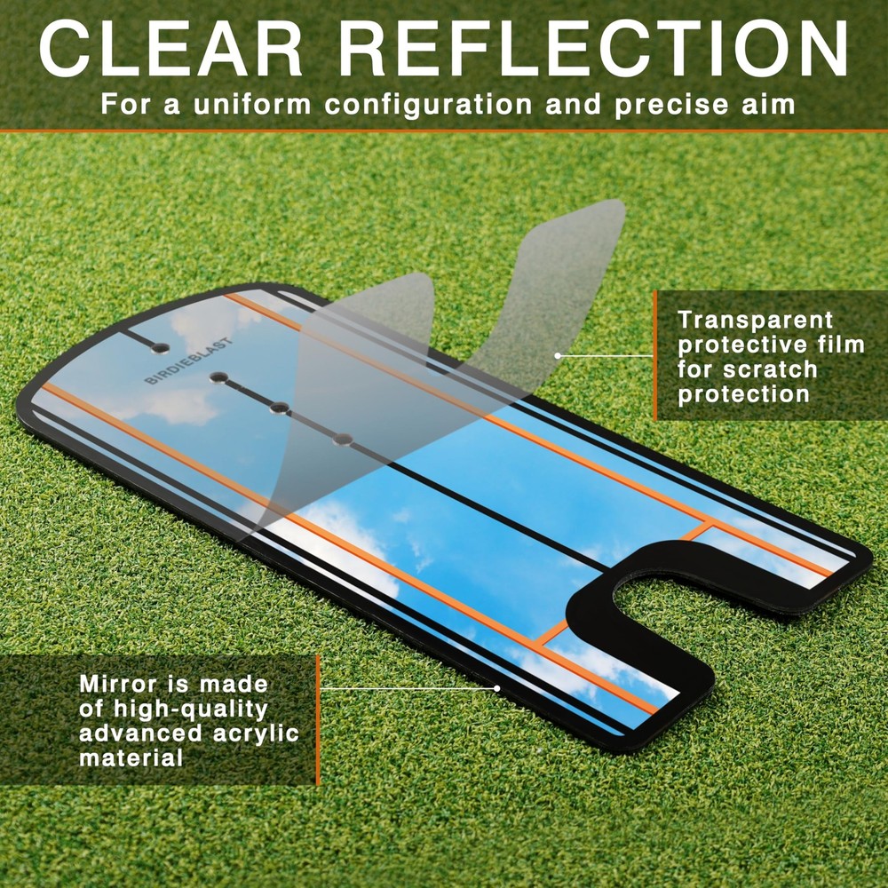 Golf Putting Mirror Training Aid with Putter Line for Practice, Alignment Tool