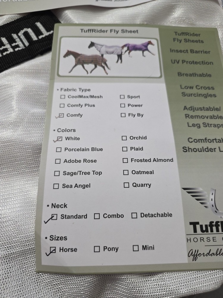 TuffRider Comfy MESH Fly Sheet 48 White