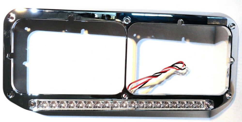 Dual Rectangular Headlight Bezel Clear Lens 19 Amber LEDs Plastic UP#32359 Each