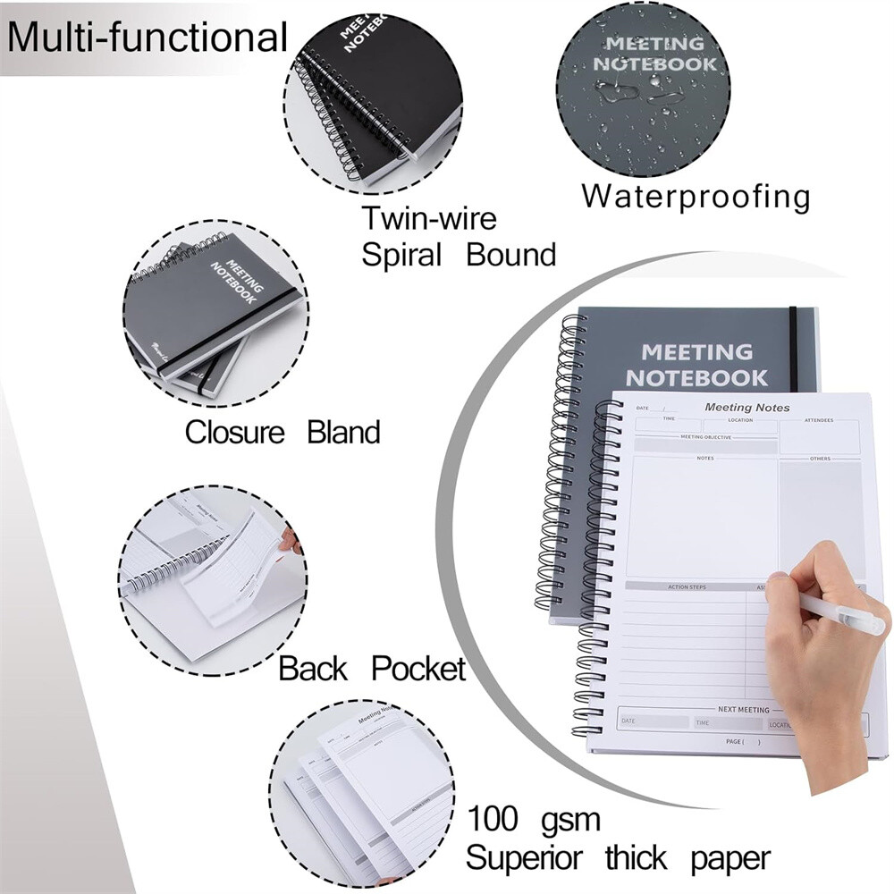 Professional Notebook Spiral Metting Notebook 8.5" X 11" 120 Sheets 2 Pack