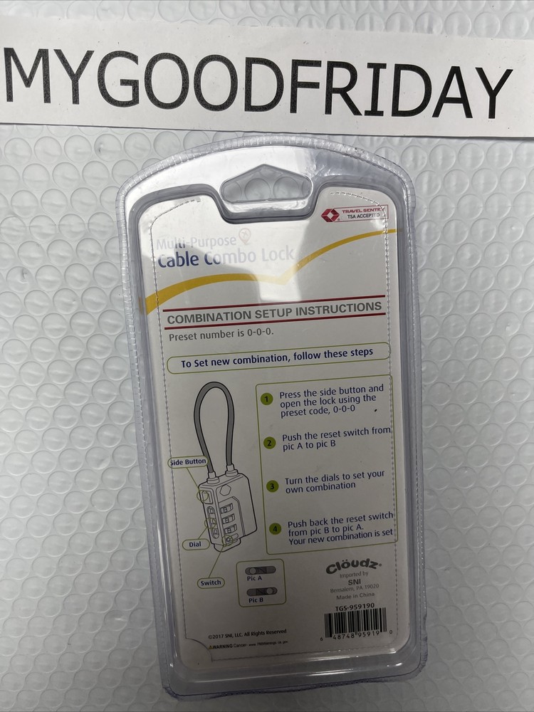 Cloudz ; Multi Purpose Cable Combo Lock Red - TSA Accepted - Travel Sentry A15