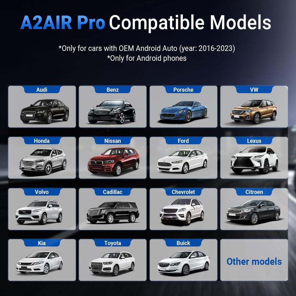 OTTOCAST A2Air Pro Android Auto Wireless Adapter, Auto-Reconnect, Convert Wired