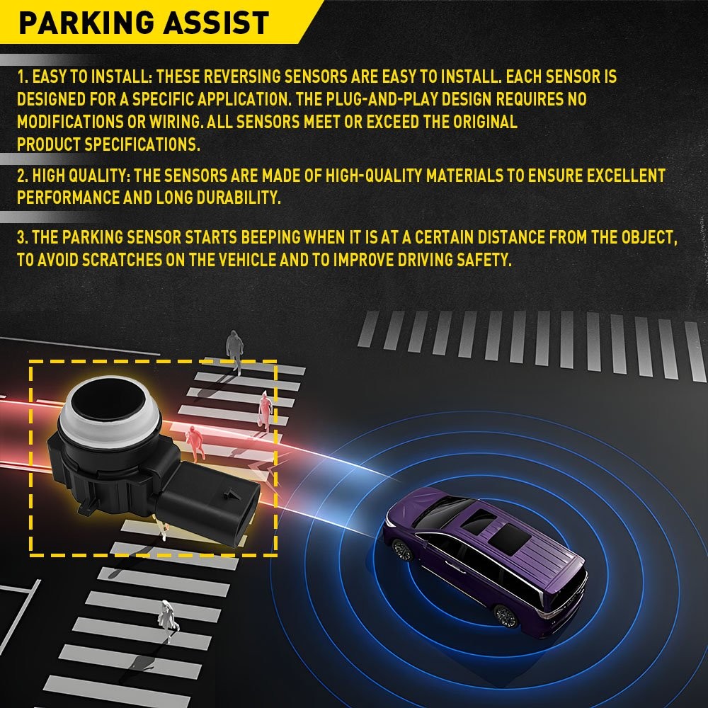 8PCS Front Rear PDC Reverse Parking Sensor 3Pin Fit 2017-2023 Chrysler Pacifica