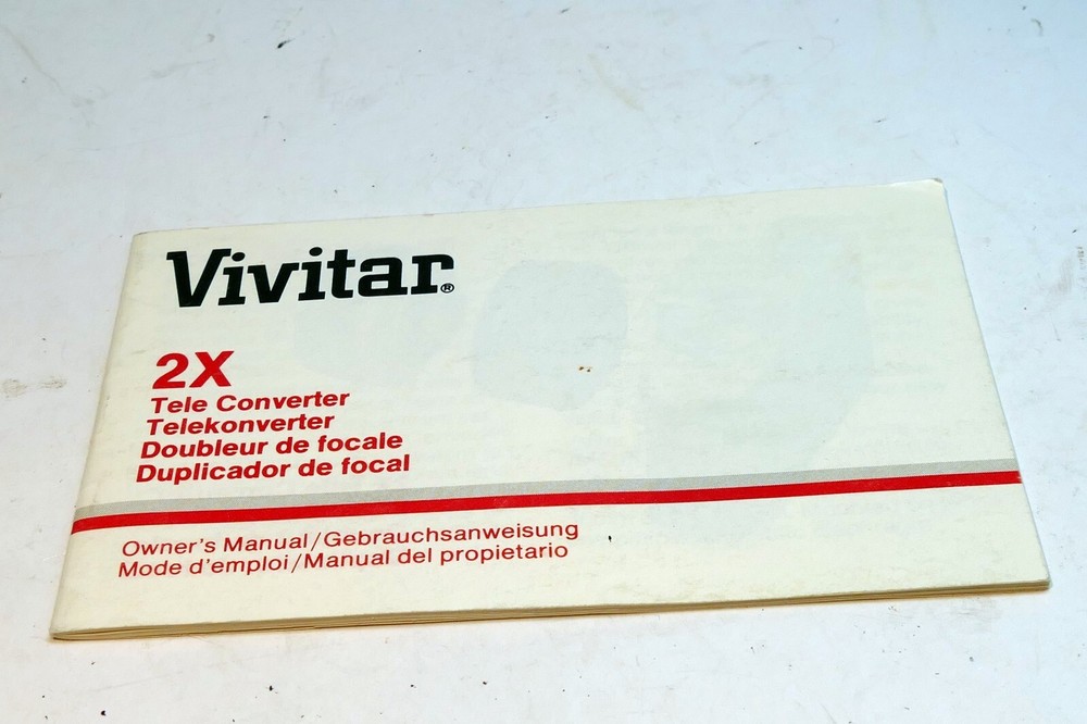 Vivitar 2X Tele Converter  Lens  User's Manual Instruction Guide