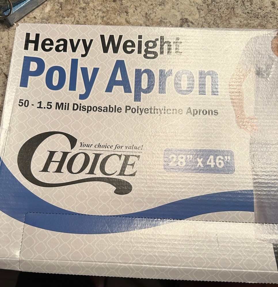 Disposable Poly Aprons 50 Count 28"X46", White, Heavy Weight [APRON4X]