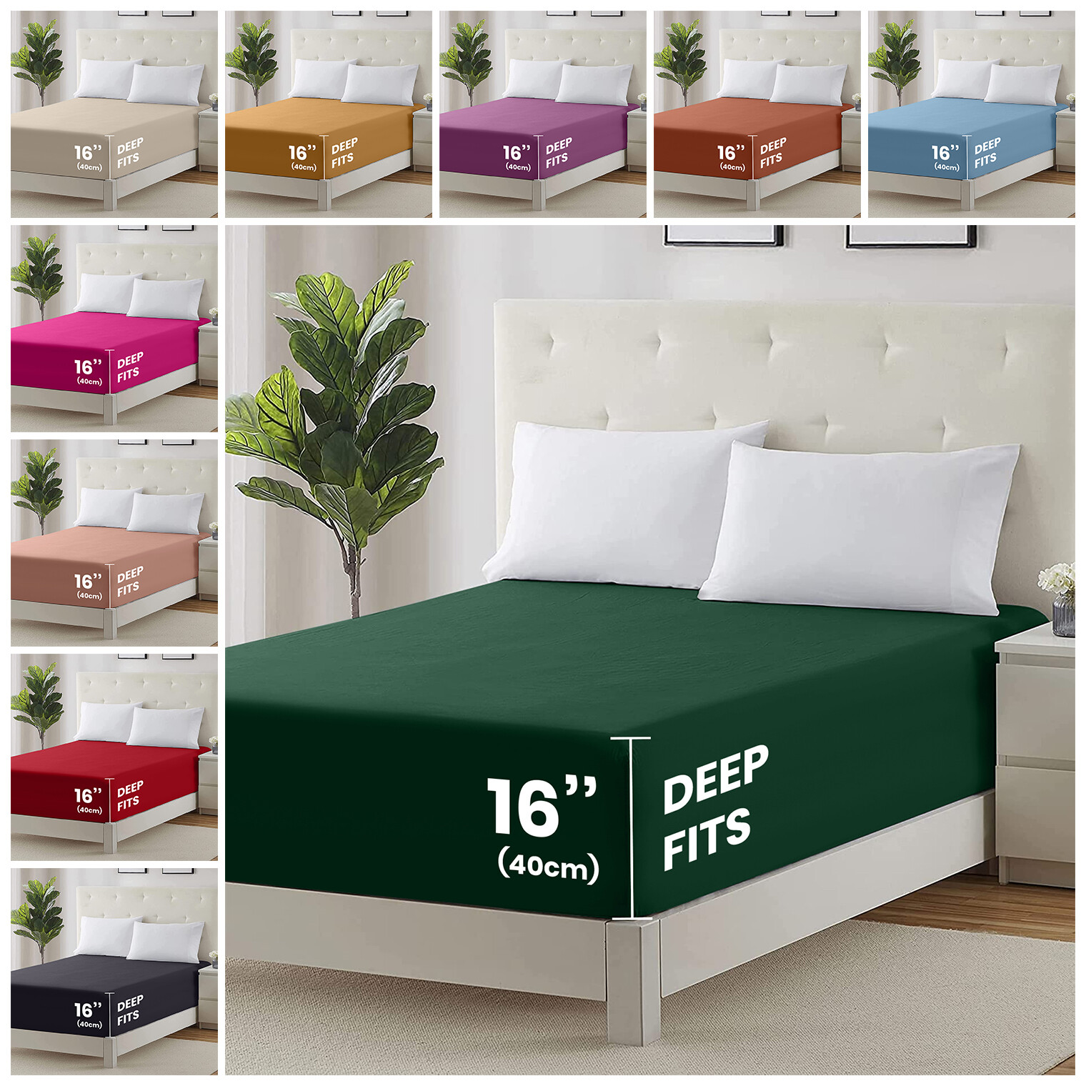 Fitted sheet King Size 16” Deep Pocket Easy Care Breathable Elastic Bed Sheets