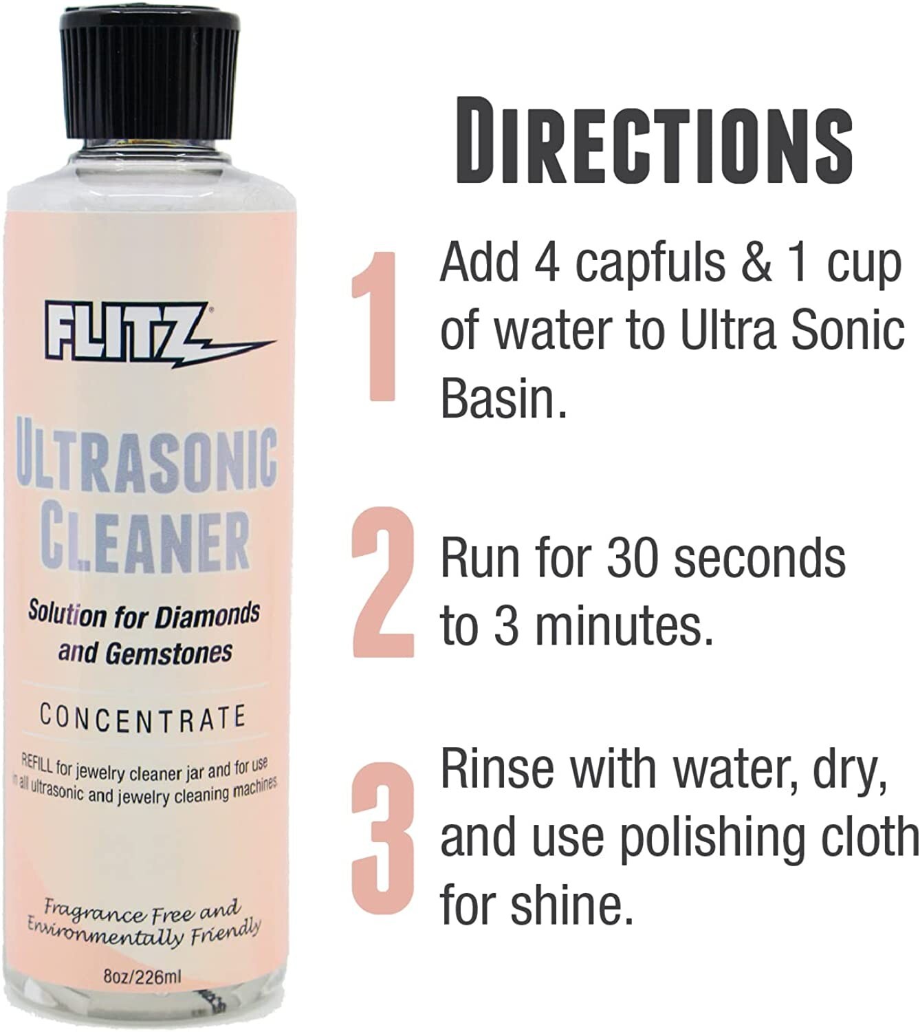 Jewelry Cleaner Solution For Ultrasonic Cleaner & More. Silver Gold Diamond Gem